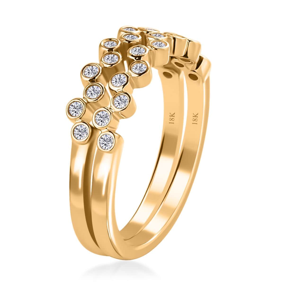 Iliana 18K Yellow Gold G-H SI1 Diamond Set of 2 Half Eternity Band Ring (Size 6.0) 4.50 Grams 0.33 ctw image number 5