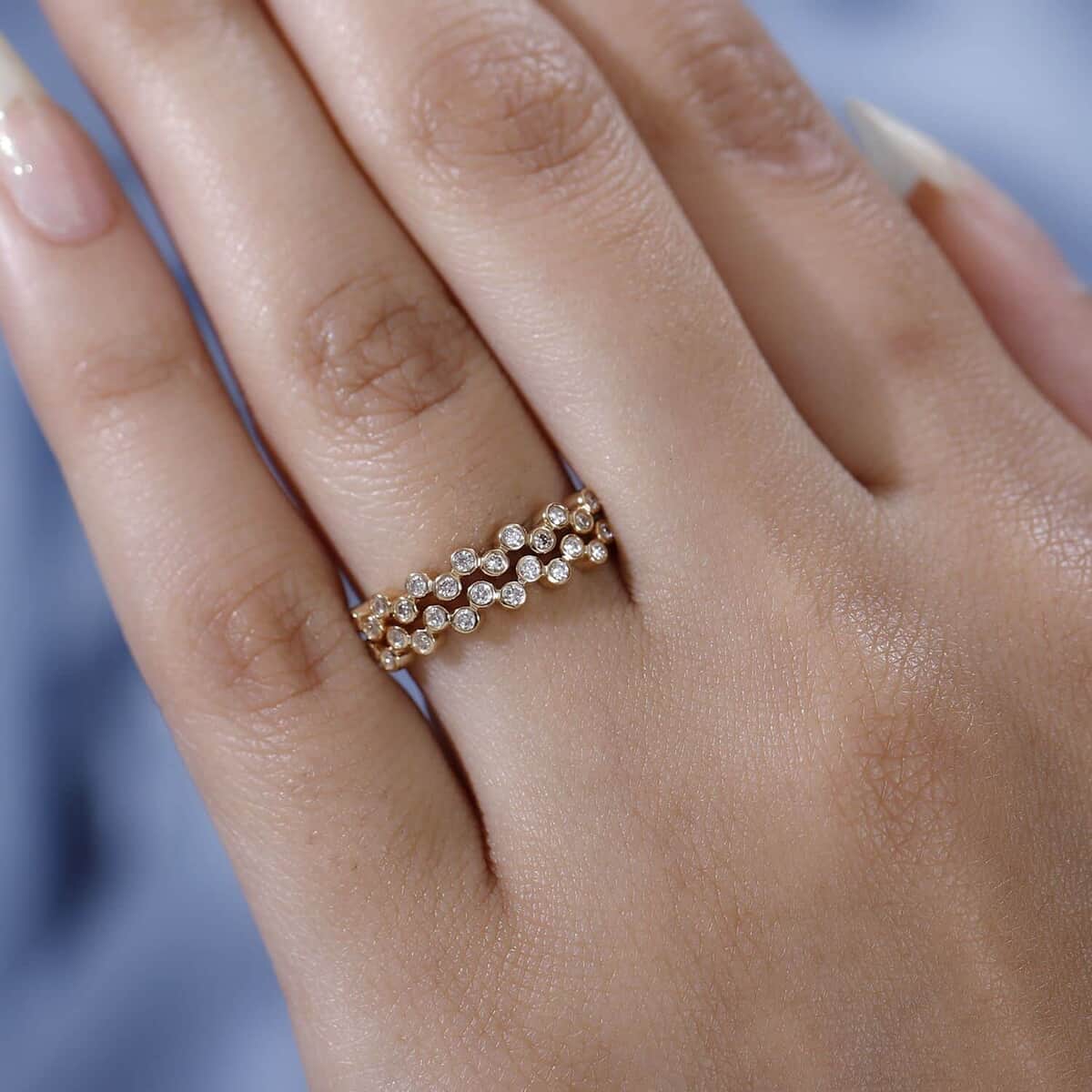 Iliana 18K Yellow Gold G-H SI1 Diamond Set of 2 Half Eternity Band Ring (Size 7.0) 4.50 Grams 0.33 ctw image number 3