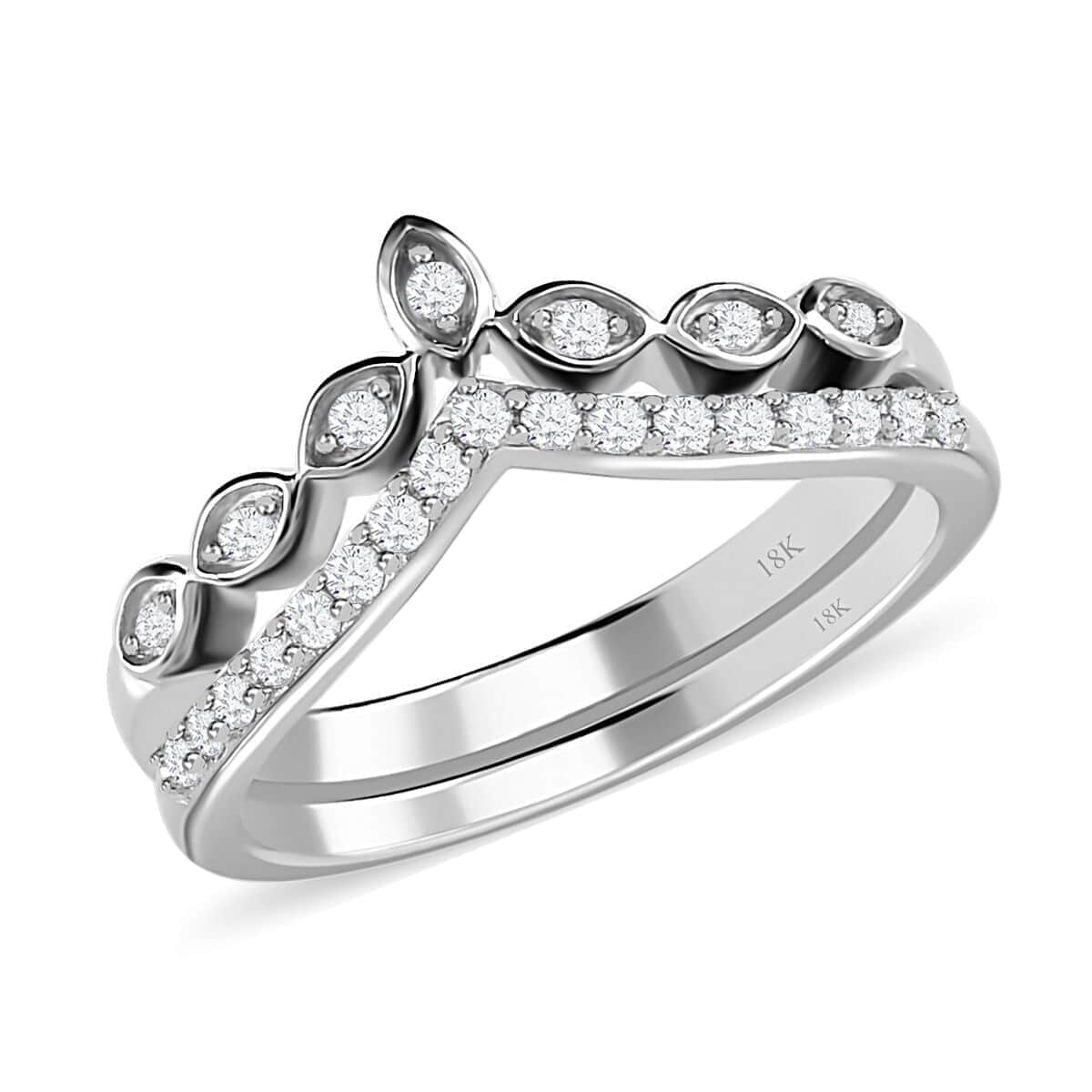 Iliana 18K White Gold Diamond G-H SI1 Set of 2 Stackable Wishbone Ring (Size 6.0) 0.25 ctw image number 0