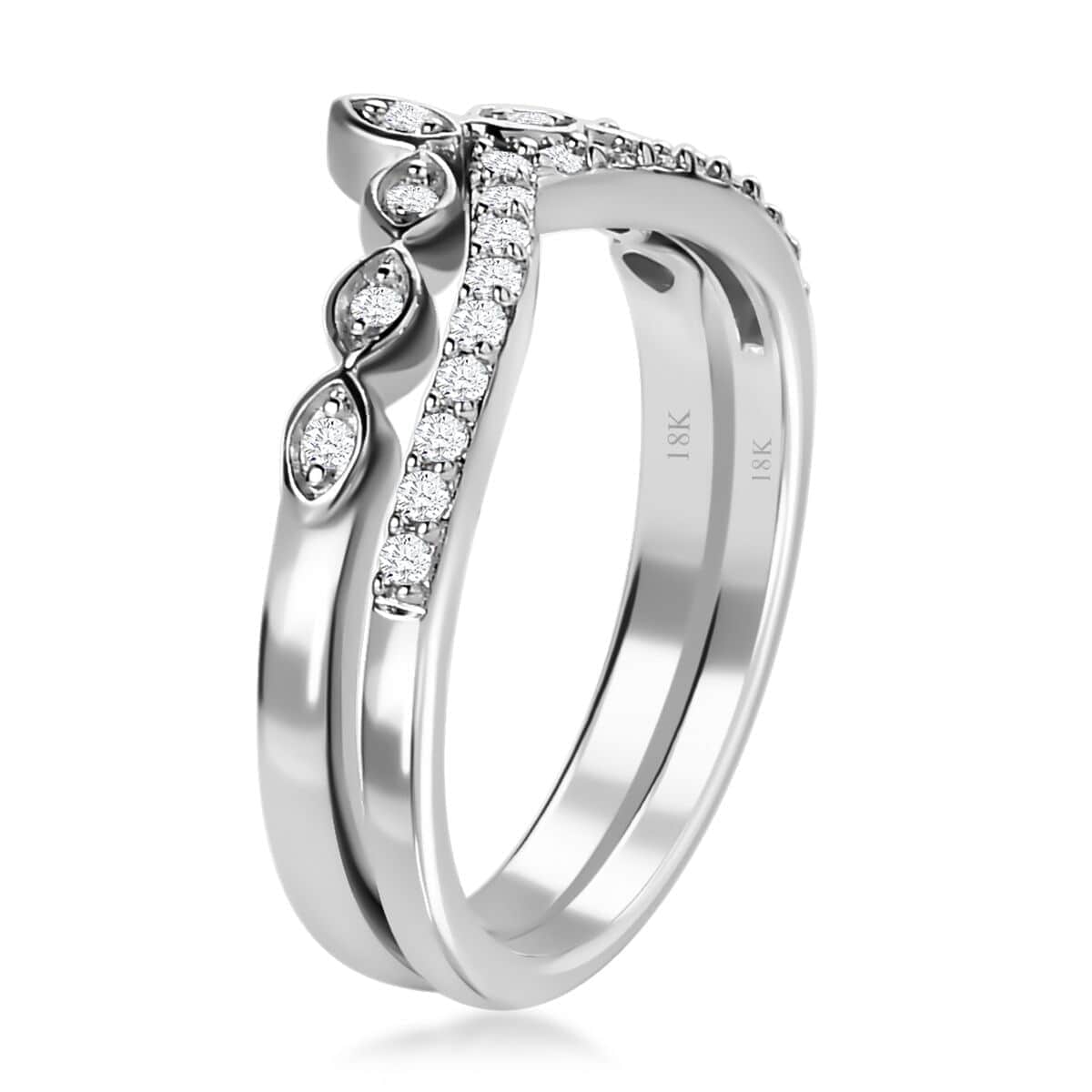 Iliana 18K White Gold Diamond G-H SI1 Set of 2 Stackable Wishbone Ring (Size 6.0) 0.25 ctw image number 4