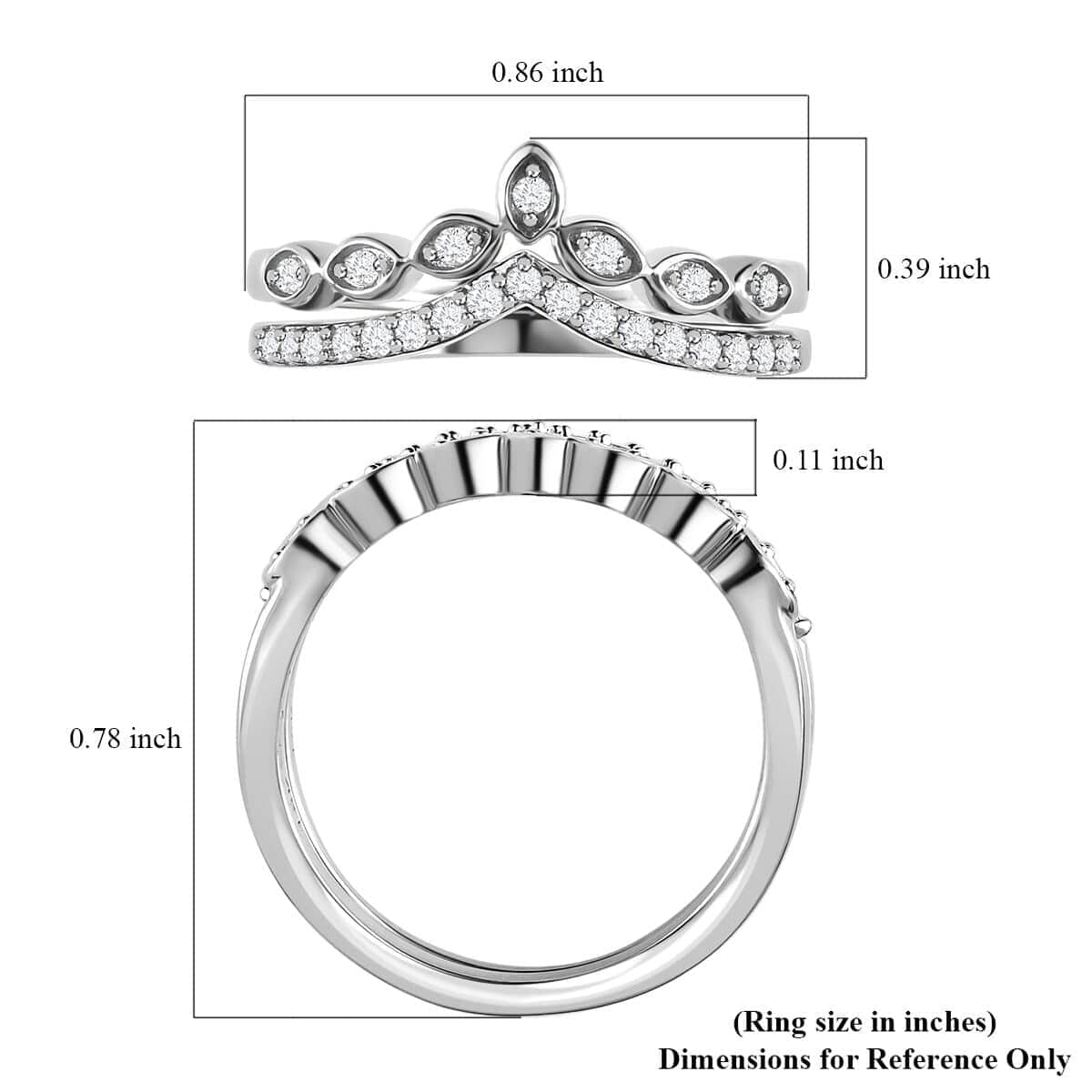 Iliana 18K White Gold Diamond G-H SI1 Set of 2 Stackable Wishbone Ring (Size 6.0) 0.25 ctw image number 6