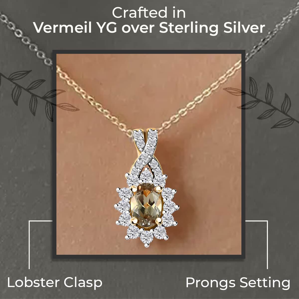 AAA Turkizite, Moissanite Pendant Necklace (20 Inches) in Vermeil YG Over Sterling Silver image number 2