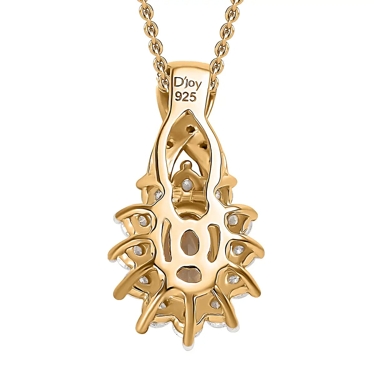 AAA Turkizite, Moissanite Pendant Necklace (20 Inches) in Vermeil YG Over Sterling Silver
