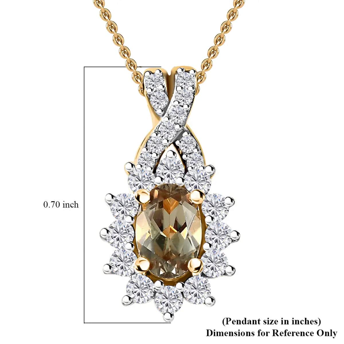 AAA Turkizite, Moissanite Pendant Necklace (20 Inches) in Vermeil YG Over Sterling Silver image number 6