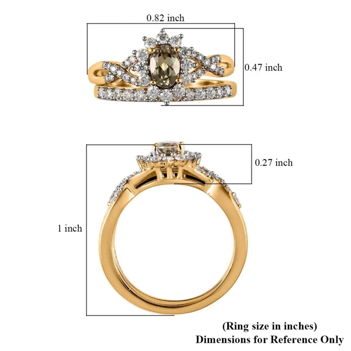 AAA Turkizite and Moissanite Set of 2 Stackable Ring in Vermeil Yellow Gold Over Sterling Silver (Del. in 5-7 Days) 1.35 ctw image number 6