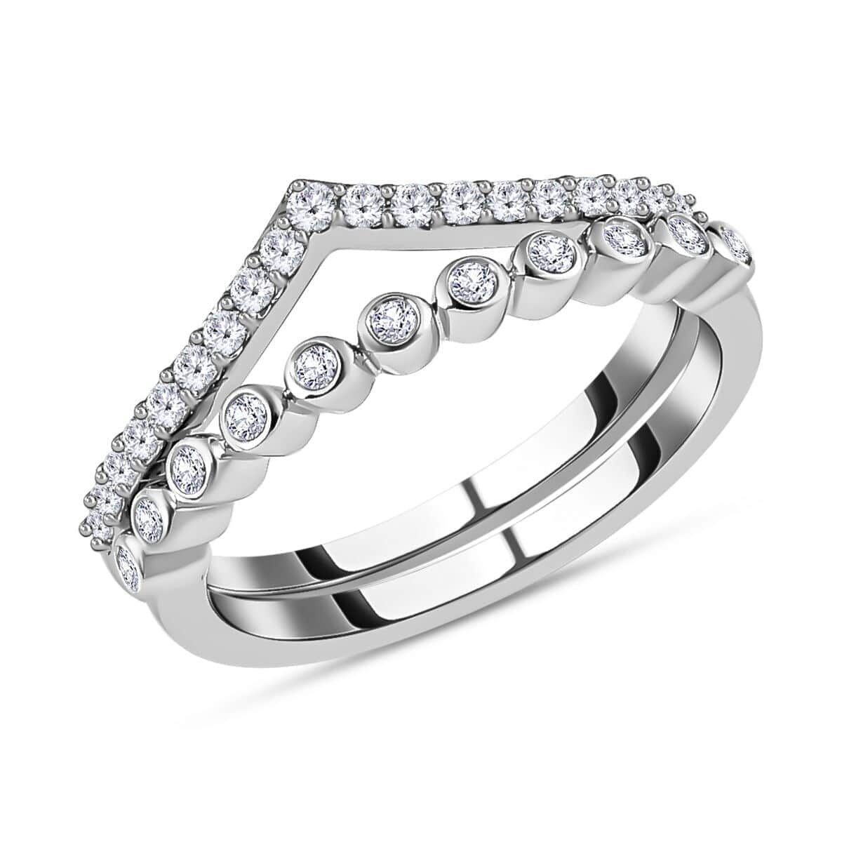Iliana 18K White Gold Diamond Set of 2 Ring (Size 8.0) 4 Grams 0.33 ctw image number 0