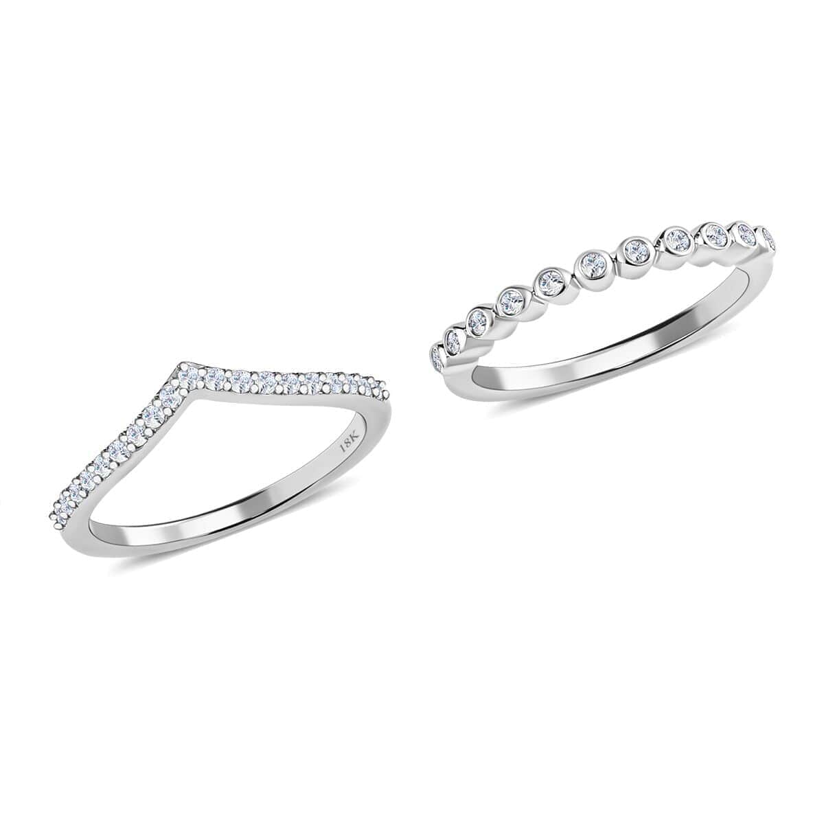 Iliana 18K White Gold Diamond Set of 2 Ring (Size 8.0) 4 Grams 0.33 ctw image number 2