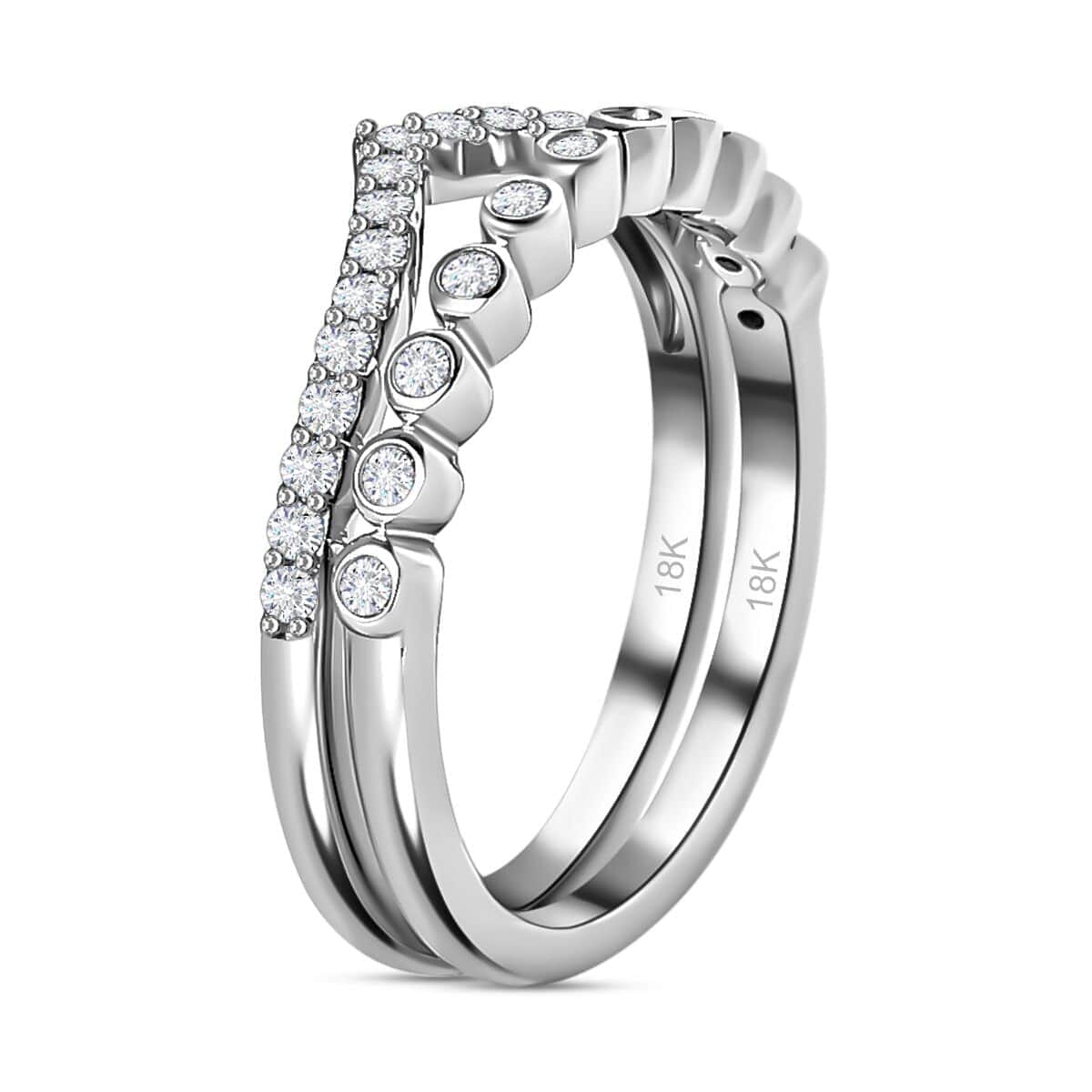 Iliana 18K White Gold Diamond Set of 2 Ring (Size 8.0) 4 Grams 0.33 ctw image number 3