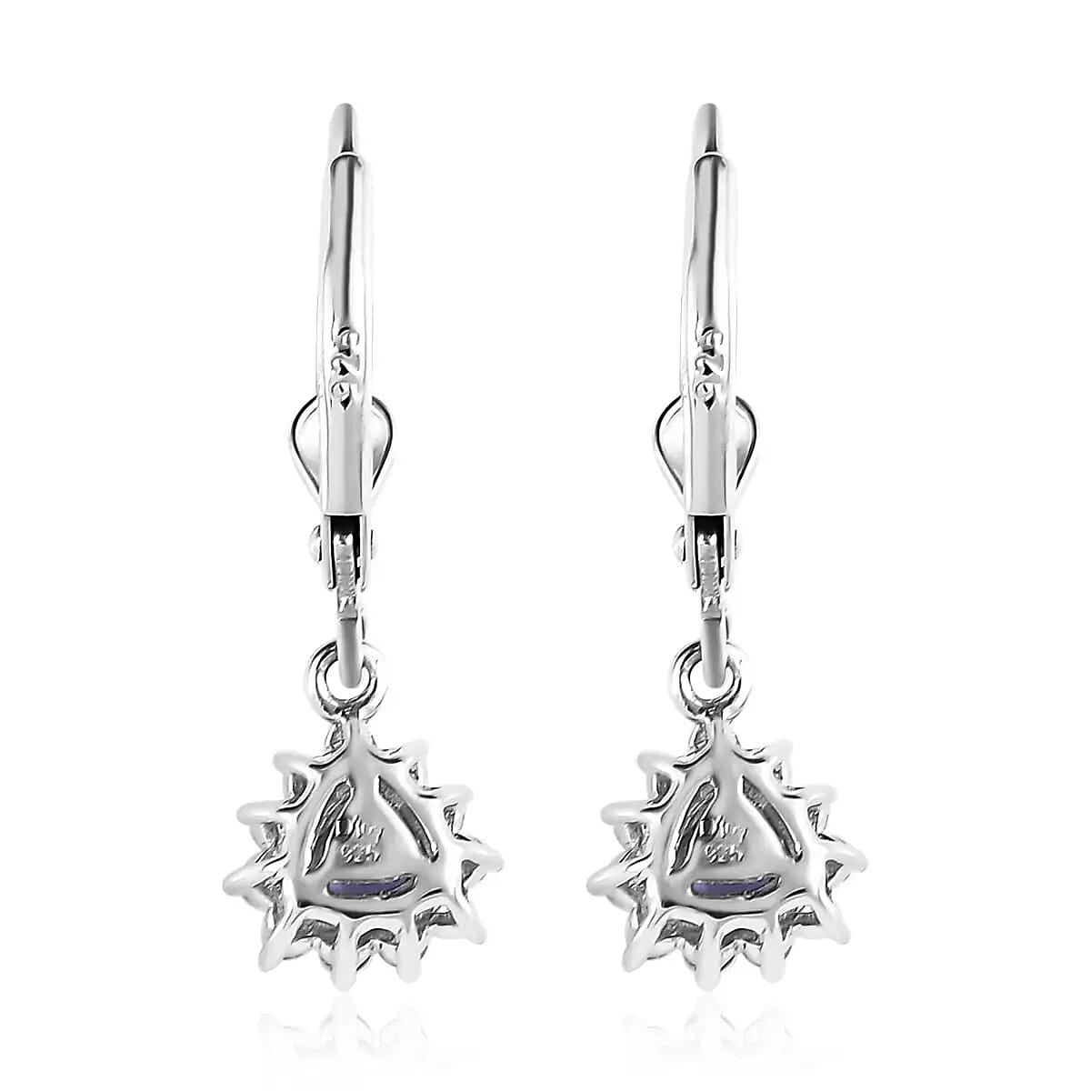 Tanzanite Jewelry Set | Sunburst Jewelry Set | White Zircon Accent Jewelry Set | Sunburst Earrings, Sunburst Ring and Sunburst Pendant |Platinum Over Sterling Silver Jewelry Set 2.15 ctw image number 5