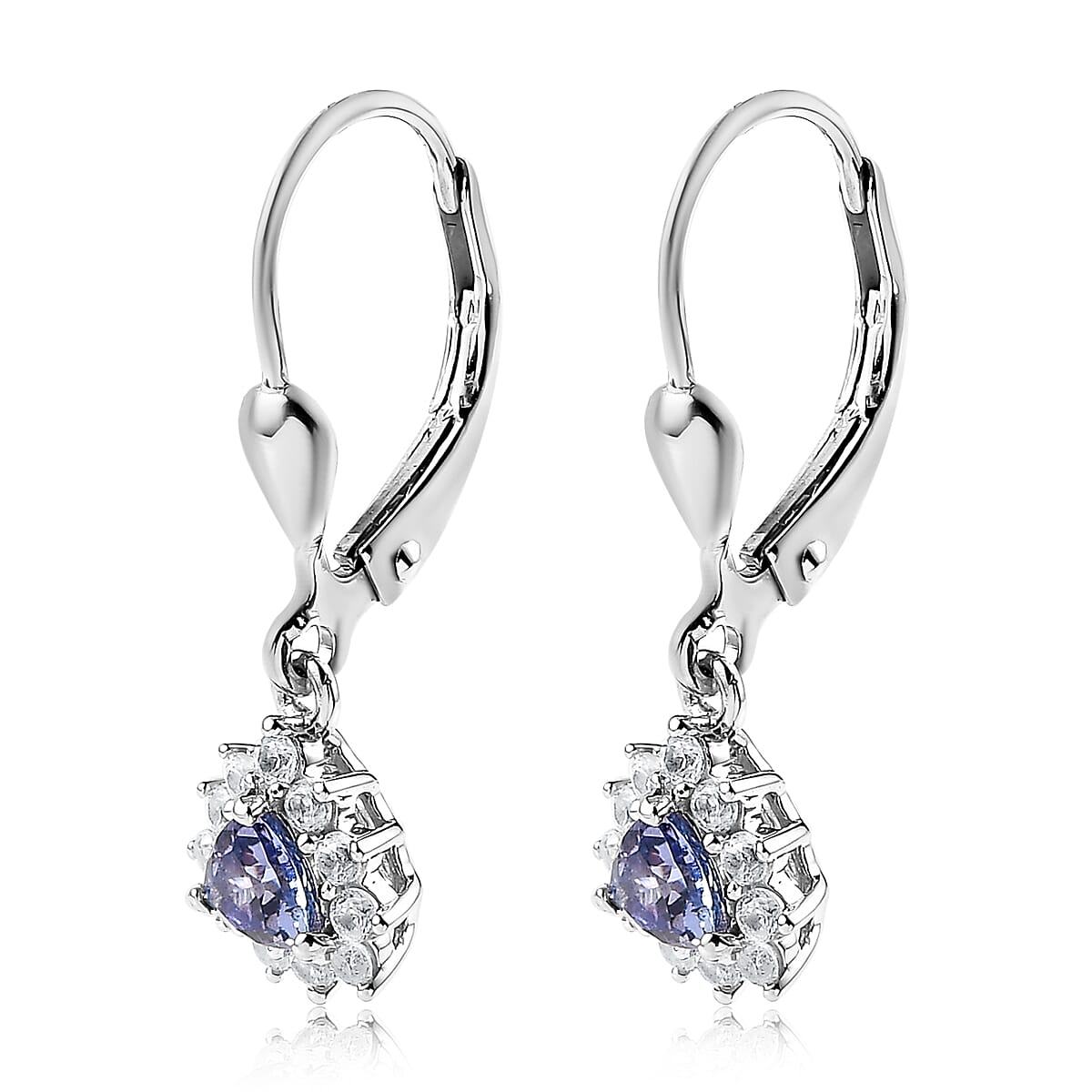 Tanzanite Jewelry Set | Sunburst Jewelry Set | White Zircon Accent Jewelry Set | Sunburst Earrings, Sunburst Ring and Sunburst Pendant |Platinum Over Sterling Silver Jewelry Set 2.15 ctw image number 7