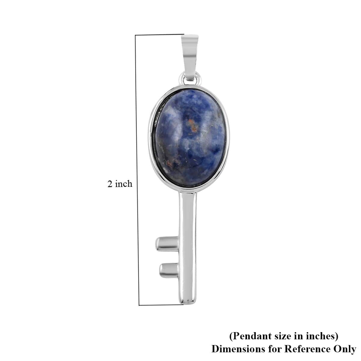 Dark Blue Sodalite Set of 2 Lock and Key Pendant in Silvertone 26.45 ctw image number 4