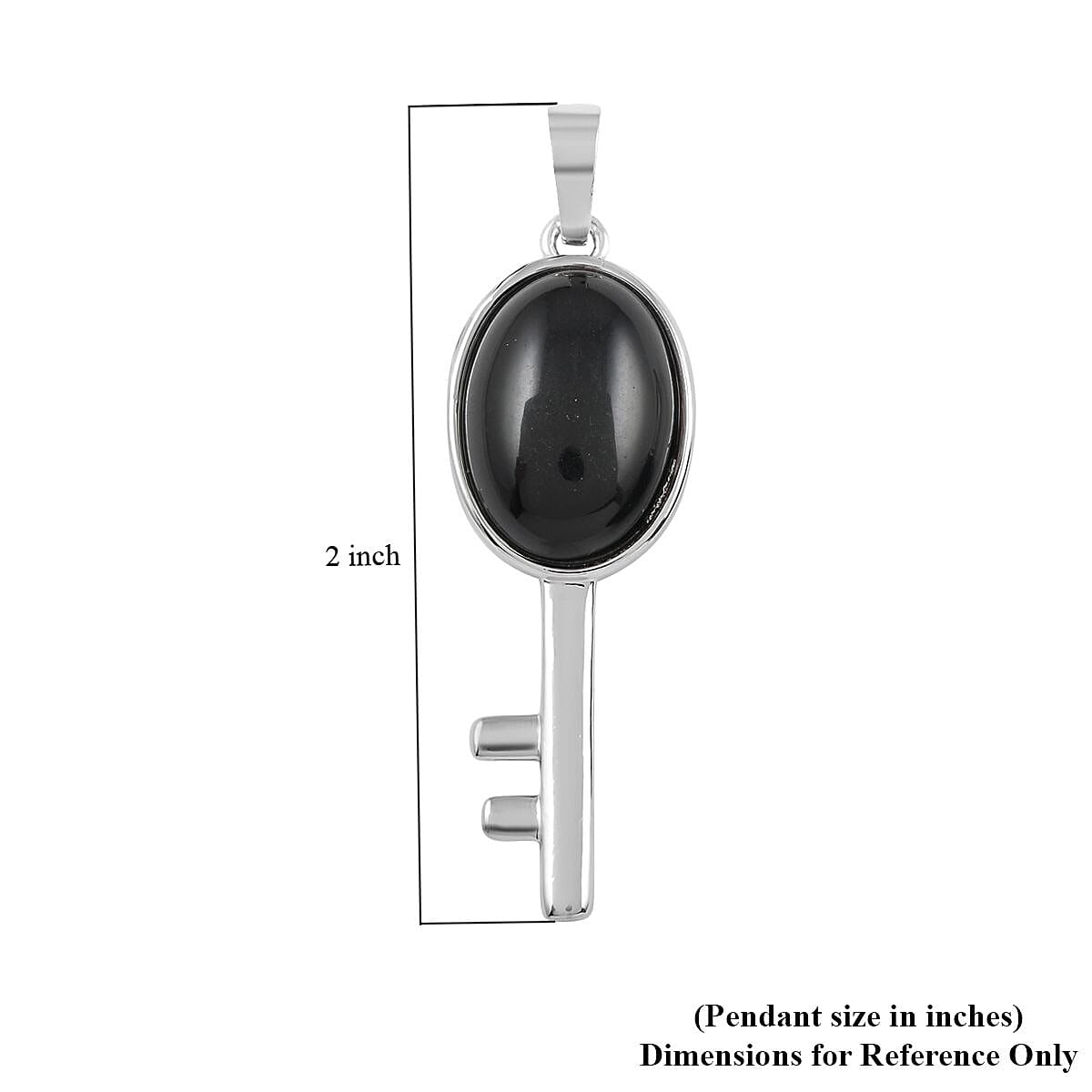 Black Onyx Set of 2 Lock and Key Pendant in Silvertone 26.45 ctw image number 4
