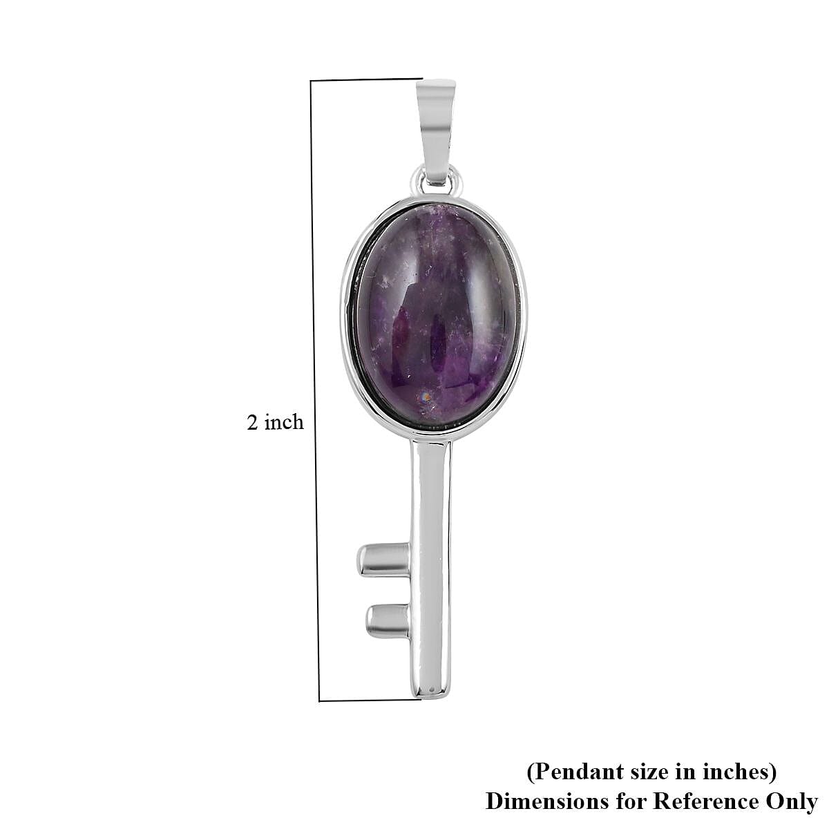 Amethyst Set of 2 Lock and Key Pendant in Silvertone 26.45 ctw image number 4