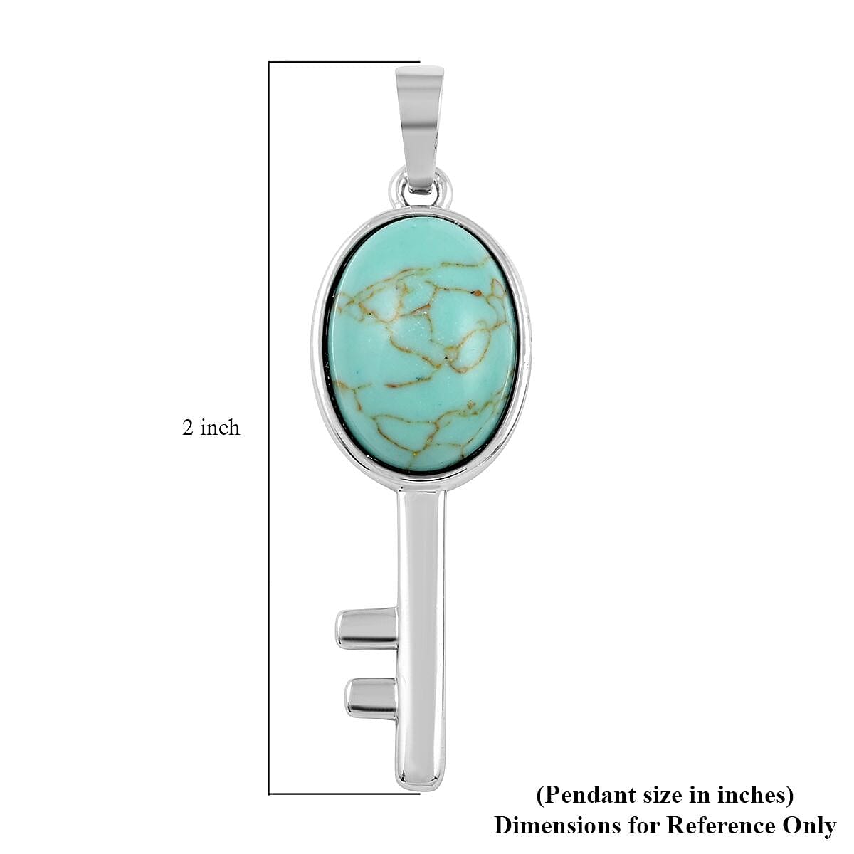 Mojave Turquoise Set of 2 Lock and Key Pendant in Silvertone 26.45 ctw image number 4
