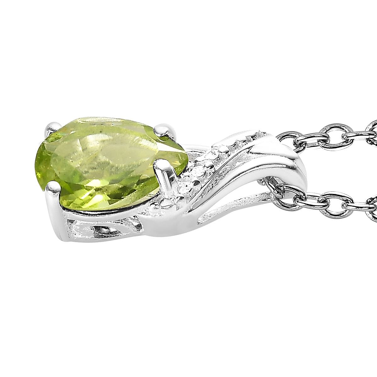 Peridot Earrings and Pendant in Sterling Silver with Stainless Steel Necklace 20 Inches 1.65 ctw