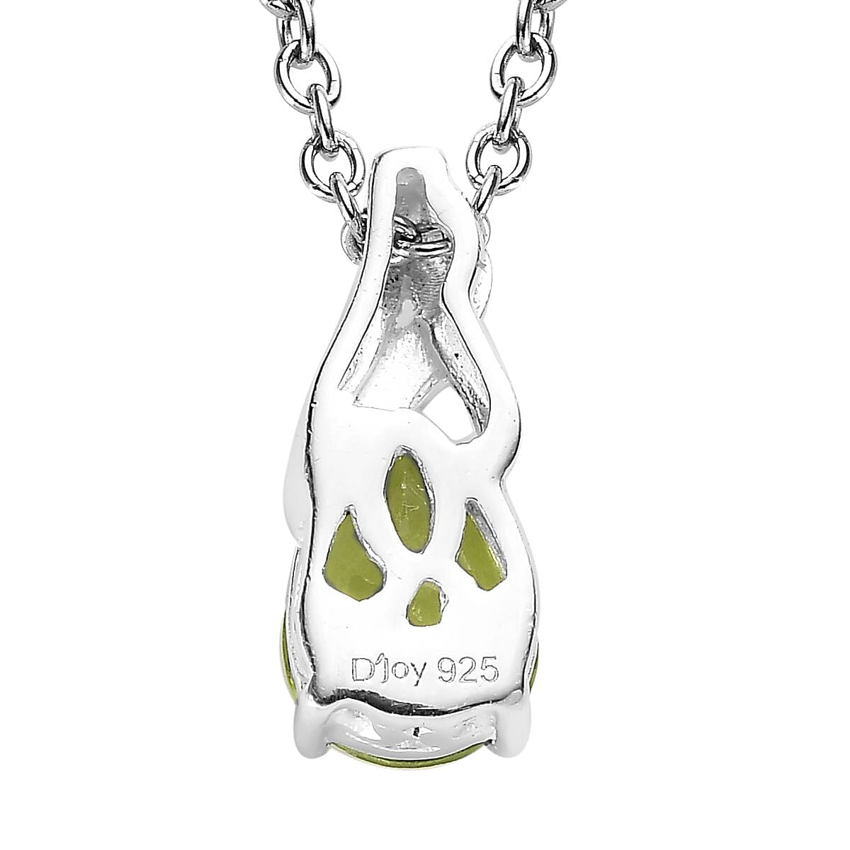 Peridot Earrings and Pendant in Sterling Silver with Stainless Steel Necklace 20 Inches 1.65 ctw