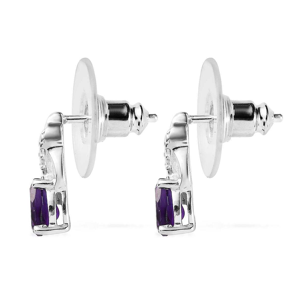 Amethyst Earrings and Pendant in Sterling Silver with Stainless Steel Necklace 20 Inches 1.40 ctw image number 7