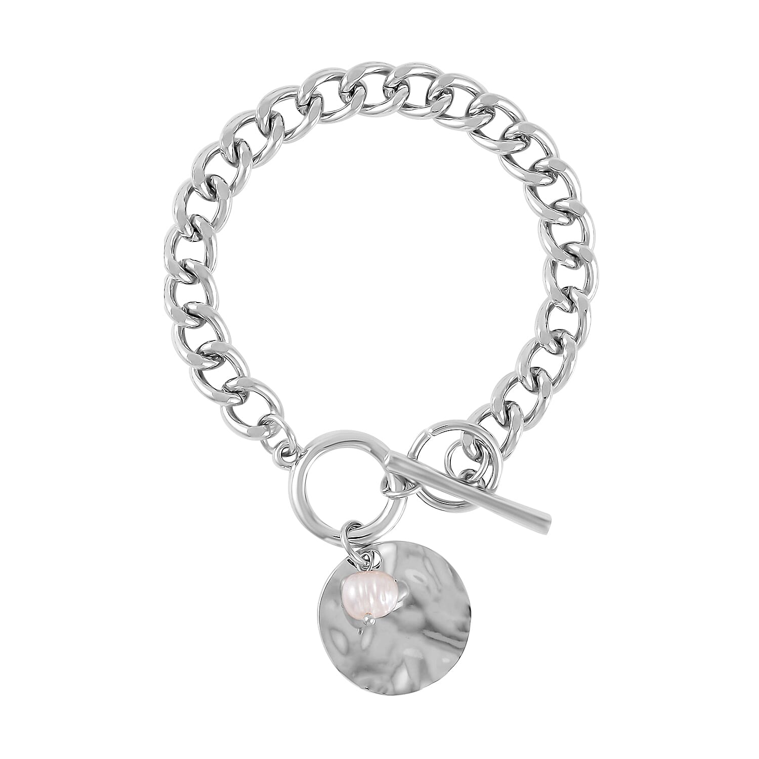 Freshwater Pearl Necklace 20 Inches and Bracelet 7.50 In in Silvertone