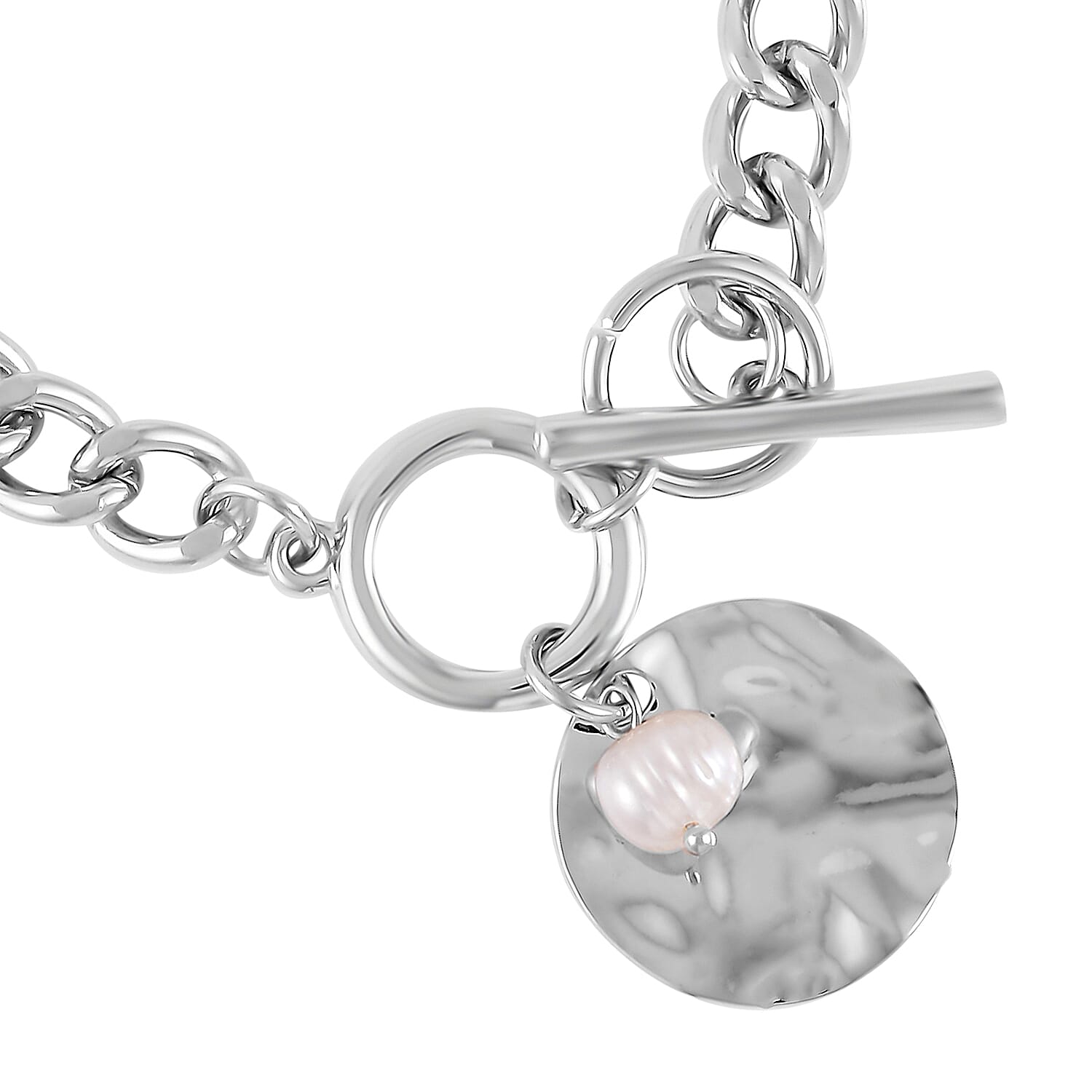 Freshwater Pearl Necklace 20 Inches and Bracelet 7.50 In in Silvertone