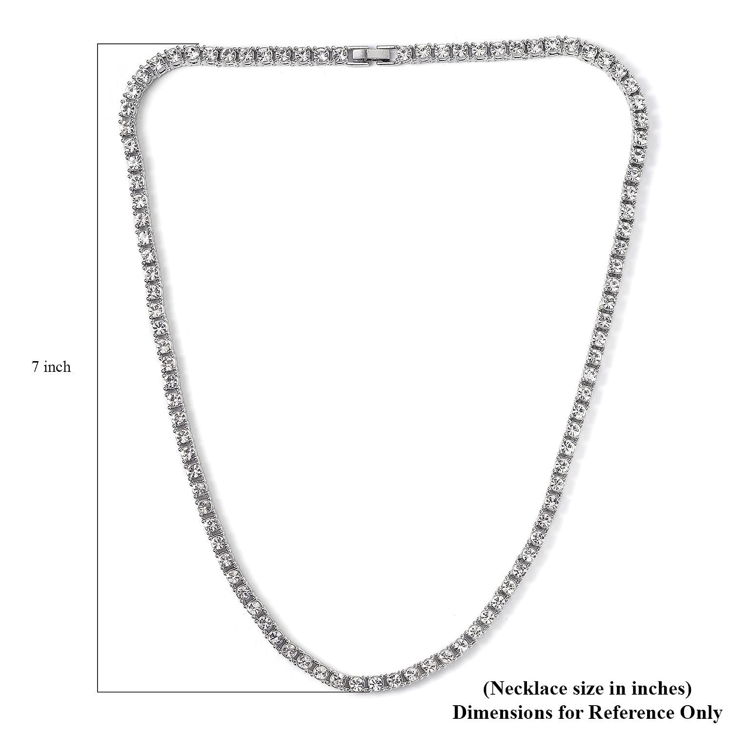 Austrian Crystal Tennis Necklace 20 Inches and Bracelet (6.50In) in Silvertone