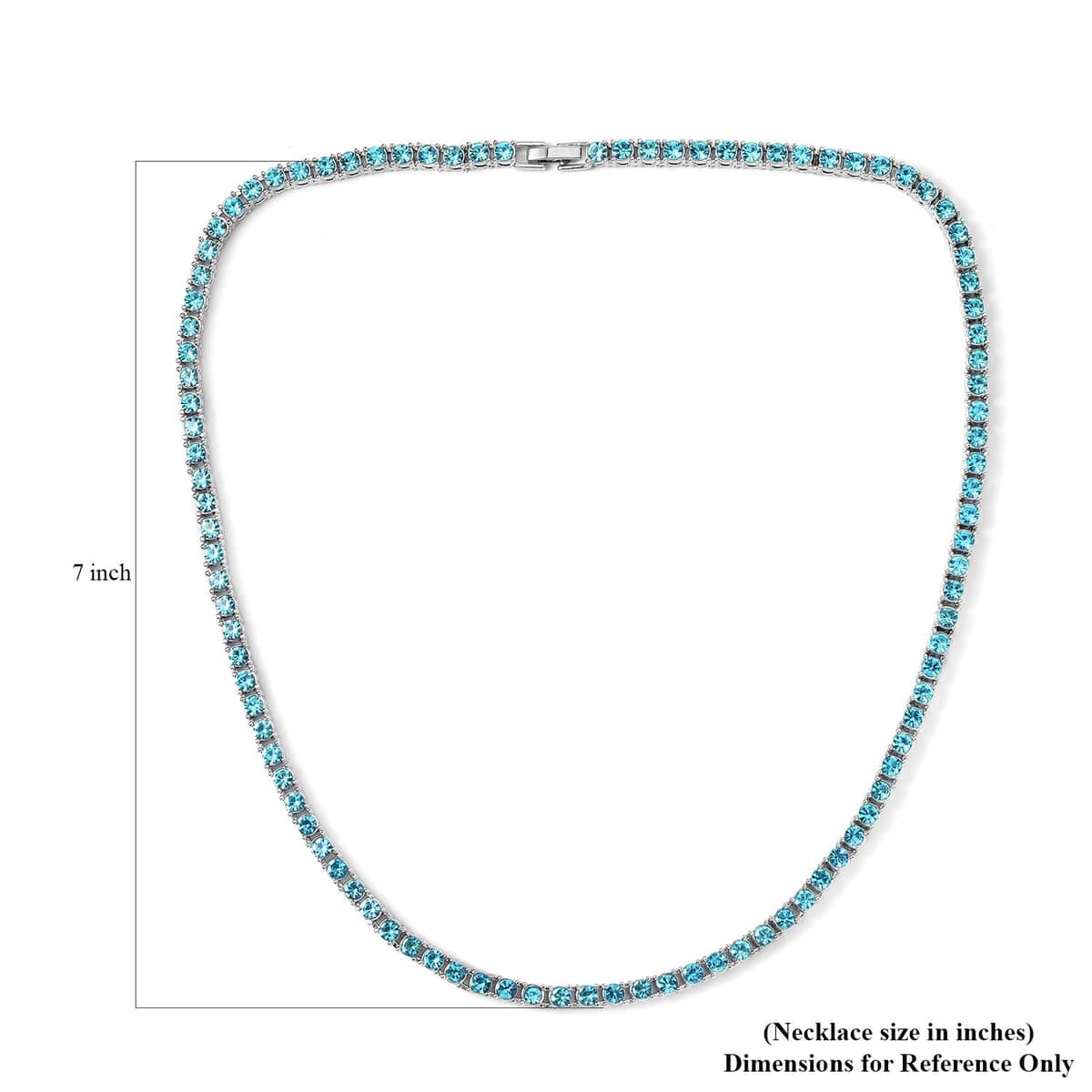 Sky Blue Austrian Crystal Tennis Necklace 20 Inches and Bracelet (6.50In) in Silvertone image number 4