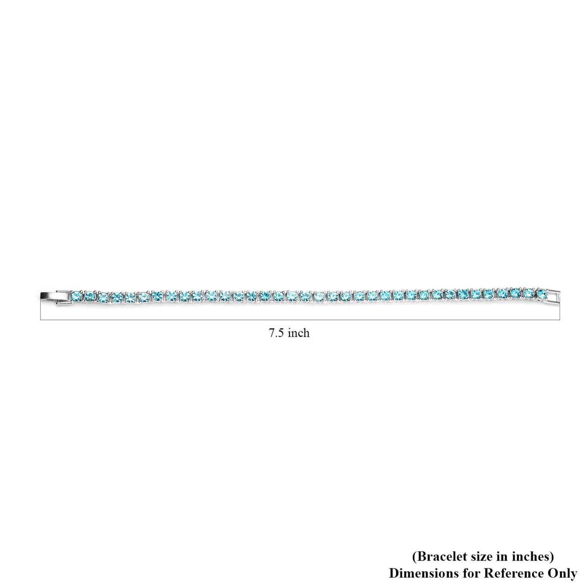 Sky Blue Austrian Crystal Tennis Necklace 20 Inches and Bracelet (6.50In) in Silvertone image number 6