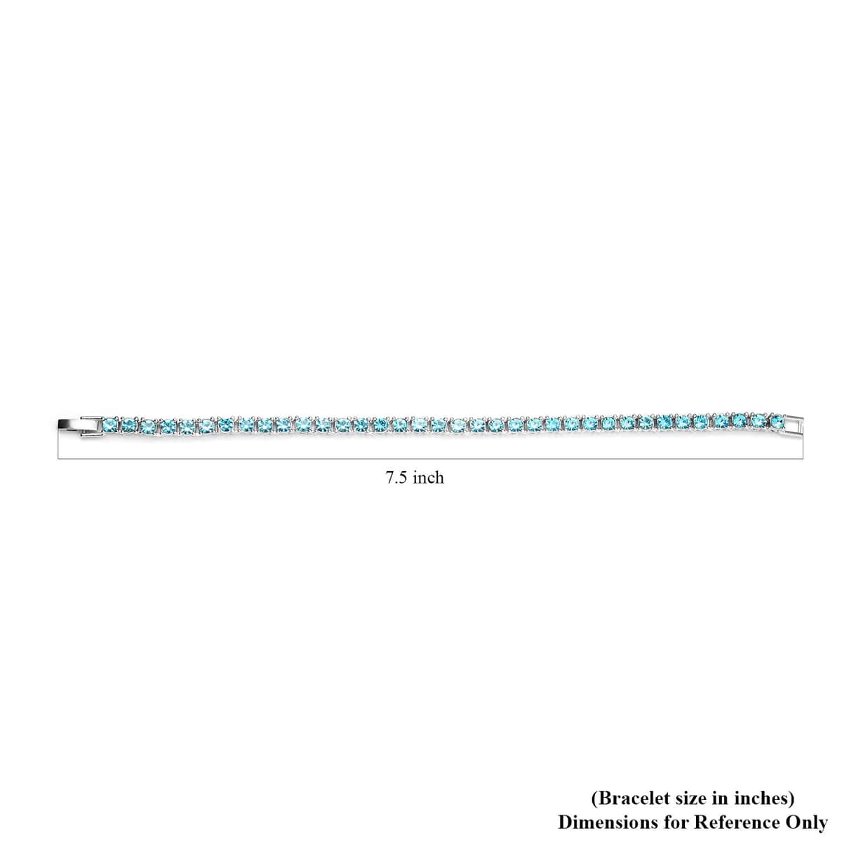 Sky Blue Austrian Crystal Tennis Necklace 20 Inches and Bracelet (8.0In) in Silvertone image number 6