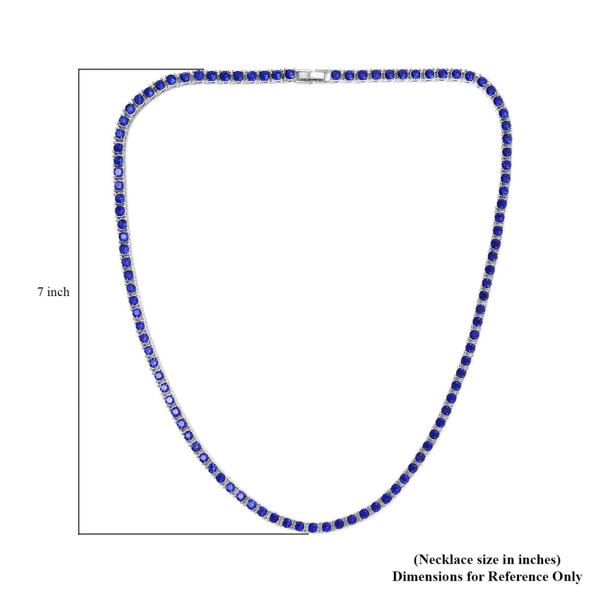 Blue Austrian Crystal Tennis Necklace 20 Inches and Bracelet (7.25In) in Silvertone image number 4