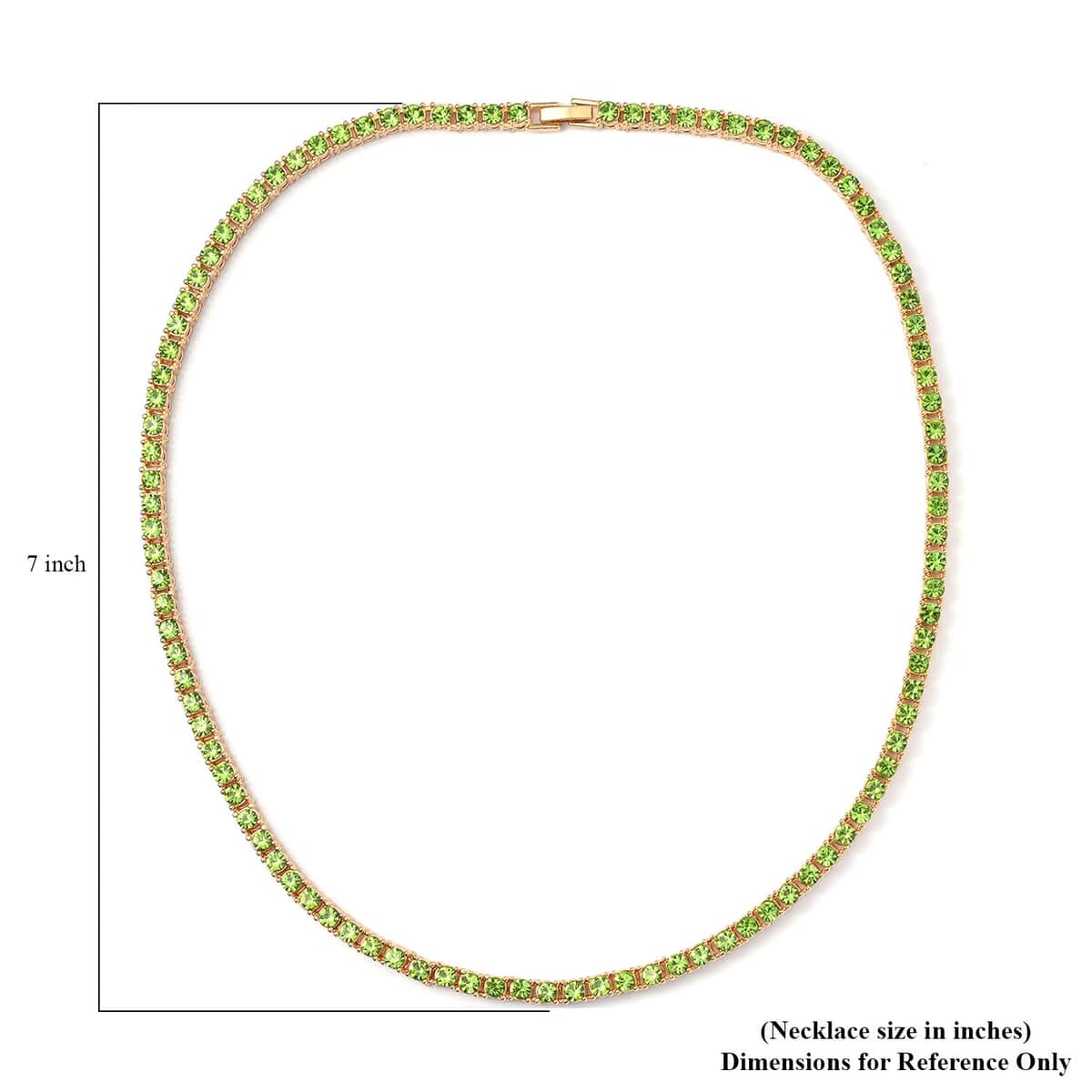 Neon Green Austrian Crystal Tennis Necklace 20 Inches and Bracelet (6.50In) in Goldtone image number 4