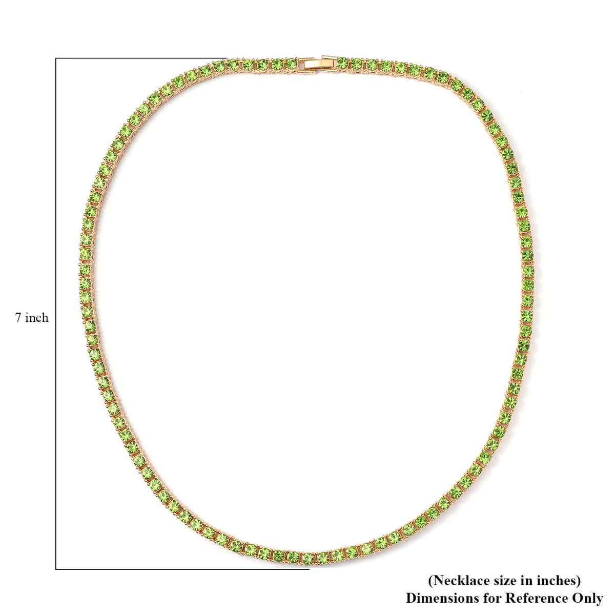 Neon Green Austrian Crystal Tennis Necklace 20 Inches and Bracelet (8.0In) in Goldtone image number 4