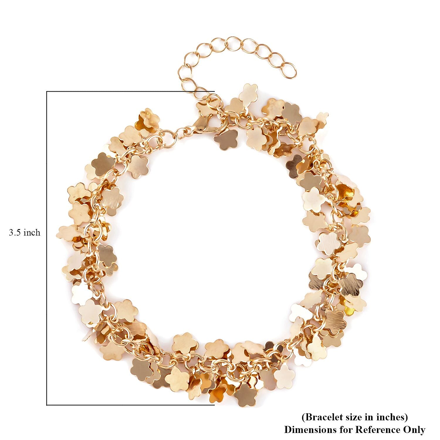 Multi Color Austrian Crystal, Simulated Pearl Enameled Set of 3 Flower, Beaded and Evil Eye Anklet in Goldtone (8.5-10.5In, 9-11In)