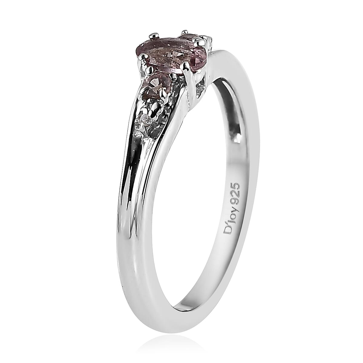 Bekily Color Change Garnet, White Zircon Ring (Size 5.0) and Pendant Necklace (20 Inches) in Platinum Over Sterling Silver 0.75 ctw