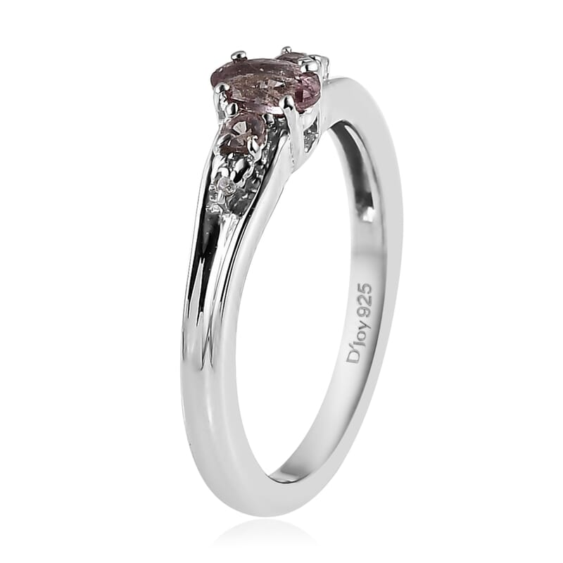 Bekily Color Change Garnet, White Zircon Ring (Size 5.0) and Pendant Necklace (20 Inches) in Platinum Over Sterling Silver 0.75 ctw