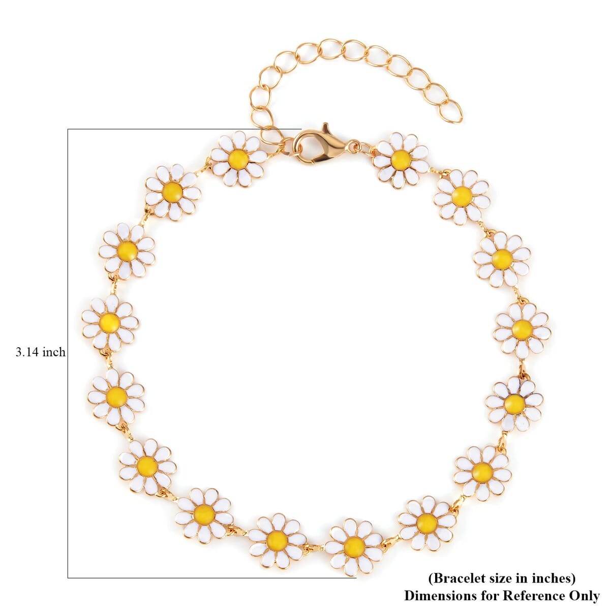 Multi Color Austrian Crystal, Multi Color Glass Enameled Set of 3 Heart & Floral Anklet in Goldtone (9-11In) image number 5