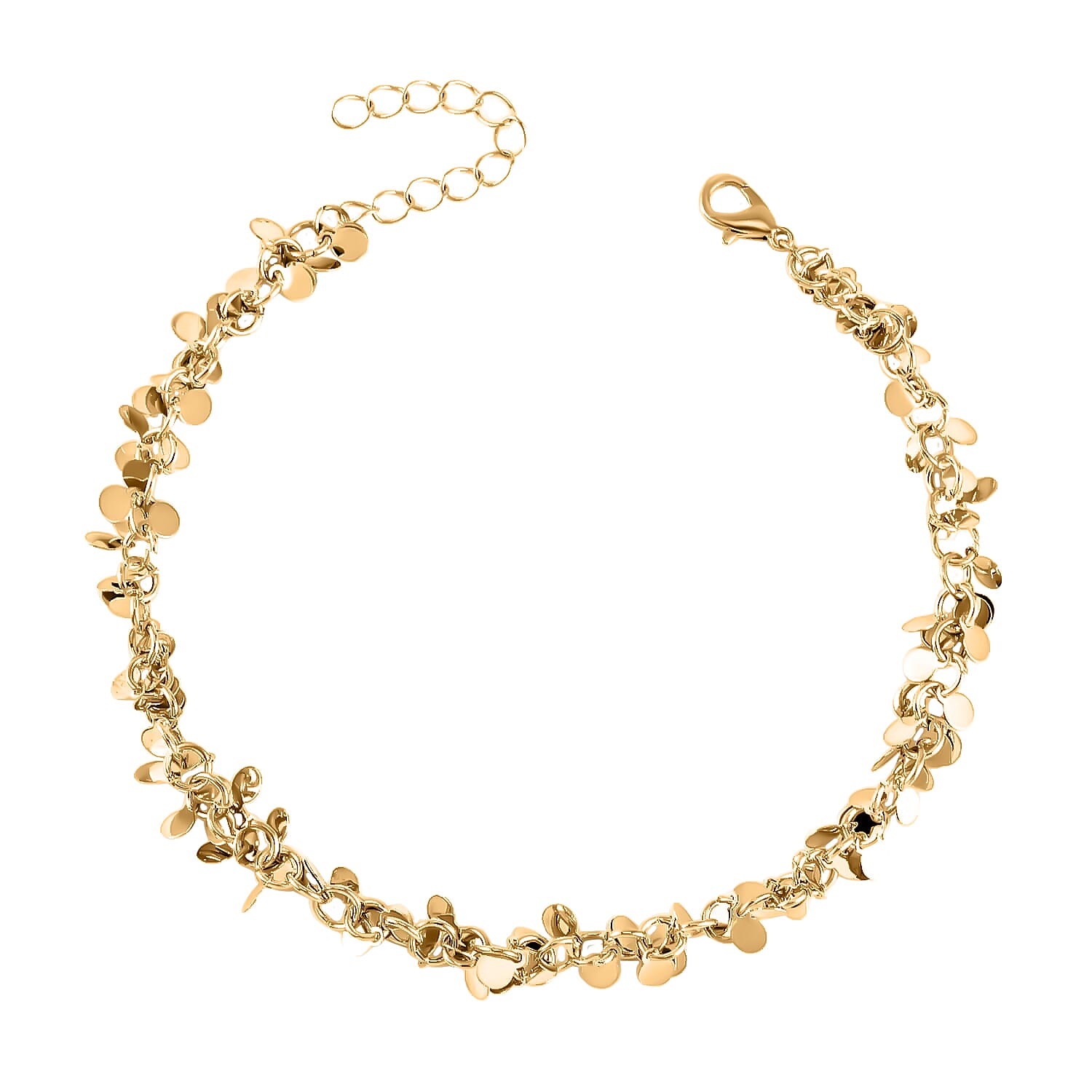 Austrian Crystal, Enameled Set of 3 Flower, Charm & Evil Eye Anklet in Goldtone (9-11In & 8.5-10.5In)