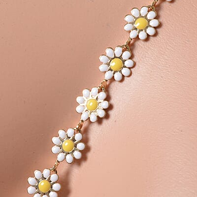Austrian Crystal and Simulated Pearl Enameled Set of 2 Body Chain (Neck 20-22In & Waist 45-47In) in Goldtone