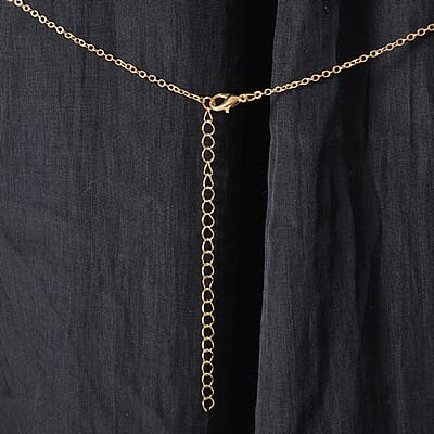 Austrian Crystal and Simulated Pearl Enameled Set of 2 Body Chain (Neck 20-22In & Waist 45-47In) in Goldtone