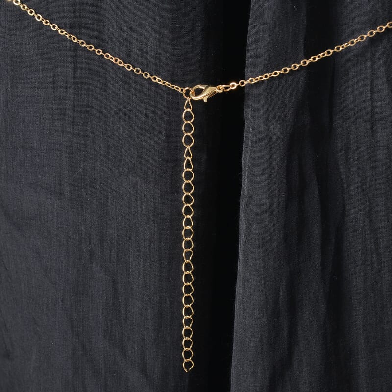 Austrian Crystal and Simulated Pearl Enameled Set of 2 Body Chain (Neck 20-22In & Waist 45-47In) in Goldtone