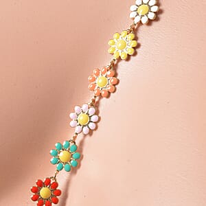 Multi Color Austrian Crystal and Enameled Set of 2 Body Chain (Neck 20-22In & Waist 45-47In) in Goldtone