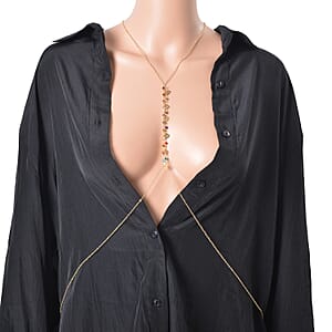 Multi Color Austrian Crystal and Enameled Set of 2 Body Chain (Neck 20-22In & Waist 45-47In) in Goldtone