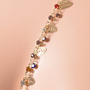 Multi Color Austrian Crystal and Enameled Set of 2 Body Chain (Neck 20-22In & Waist 45-47In) in Goldtone