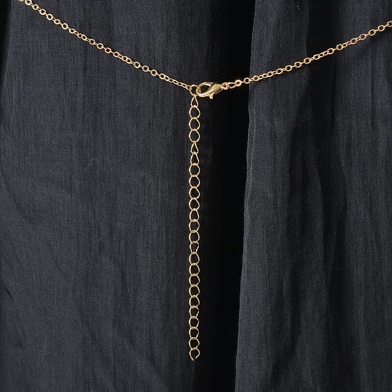 Multi Color Austrian Crystal and Enameled Set of 2 Body Chain (Neck 20-22In & Waist 45-47In) in Goldtone