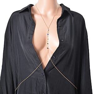 Multi Color Austrian Crystal, Enameled Set of 2 Body Chain (Neck 20-22In & Waist 45-47In) in Goldtone