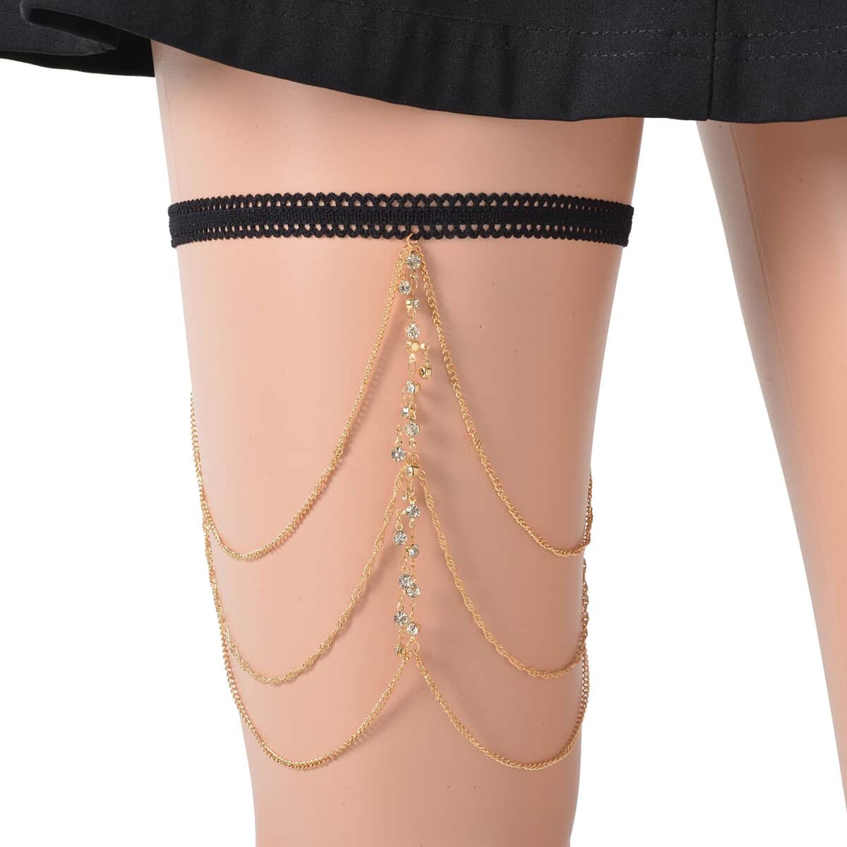 Set of 2 Multi Color Austrian Crystal Leg Chain in Goldtone 15-18 Inches image number 2