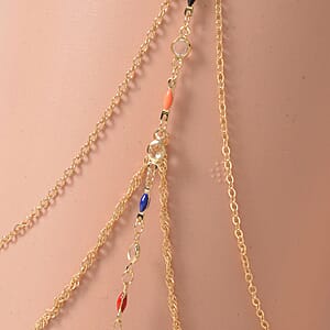 Set of 2 Multi Color Austrian Crystal and Enameled Heart Leg Chain in Goldtone 15-18 Inches