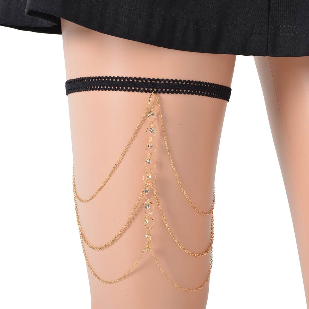 Set of 2 Austrian Crystal and Multi Color Enameled Floral Leg Chain in Goldtone 15-18 Inches image number 2