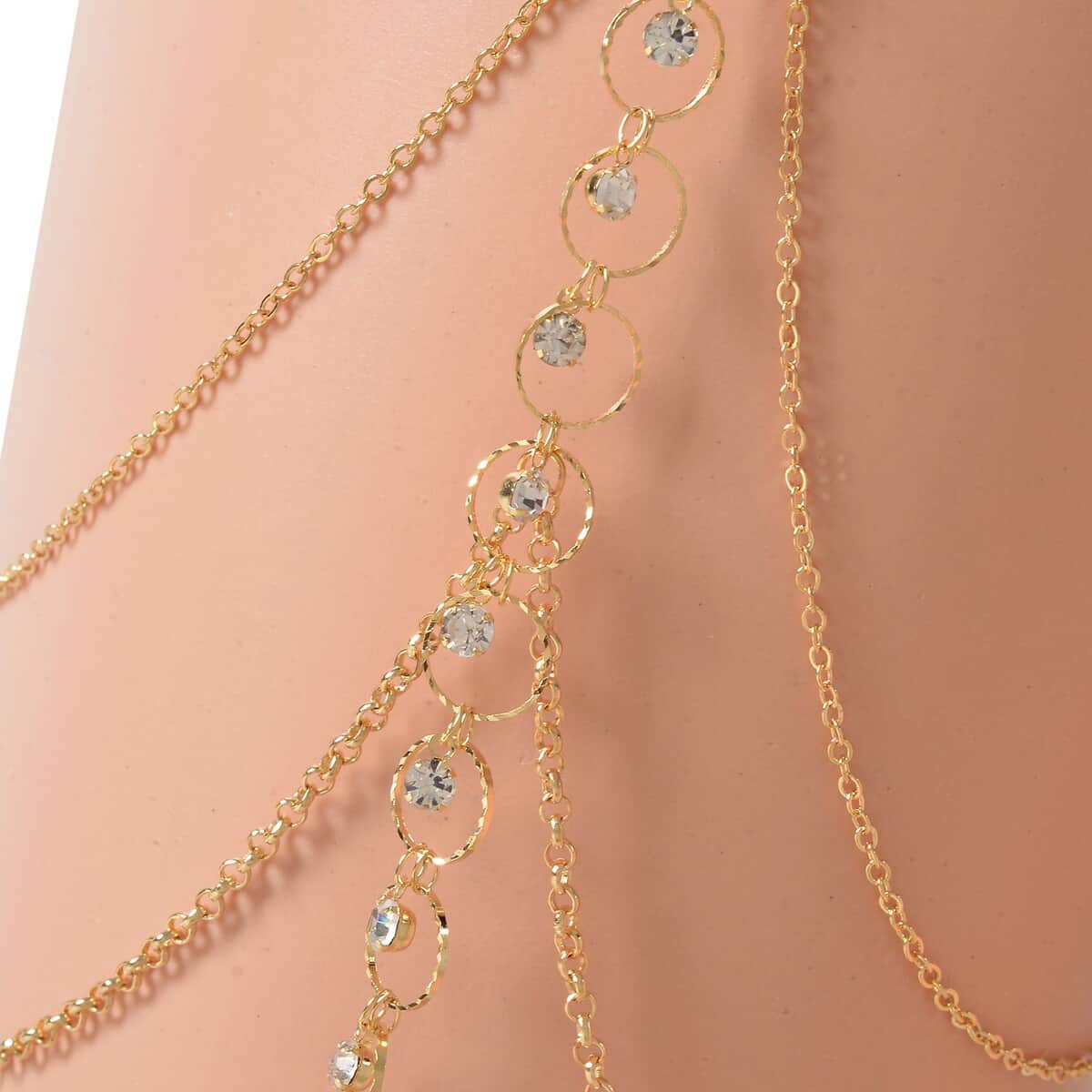 Set of 2 Austrian Crystal and Multi Color Enameled Floral Leg Chain in Goldtone 15-18 Inches image number 3