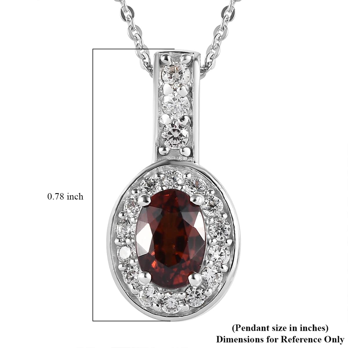 Red Zircon and White Zircon Halo Pendant Necklace 20 Inches in Vermeil Yellow Gold and Platinum Over Sterling Silver 1.90 ctw image number 5