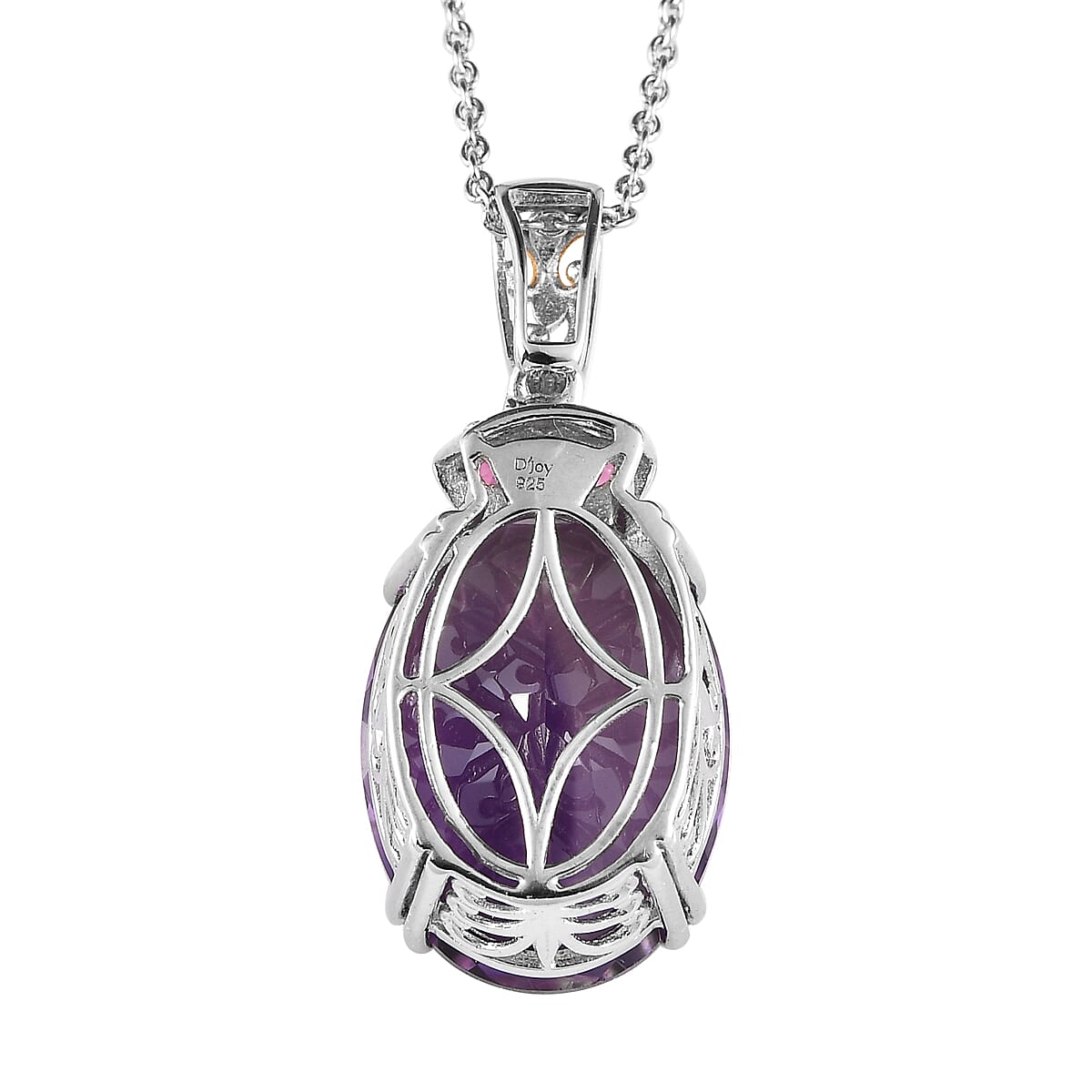 African Amethyst and Orissa Rhodolite Garnet Pendant Necklace 20 Inches in Vermeil YG & Platinum Over Sterling Silver 22.35 ctw