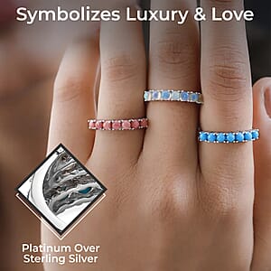 Set of 3 Rings, Sleeping Beauty Turquoise Ring, Ethiopian Welo Opal Ring,  Peach Opal Ring,  Stackable Rings, Platinum Over Sterling Silver Rings Set2.40 ctw